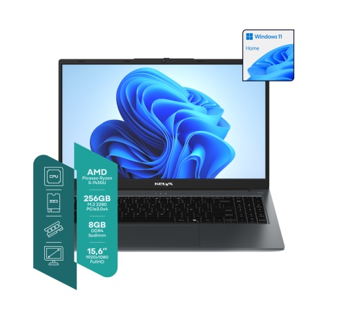 NOTEBOOK KELYX  15 FHD AMD AMD Ryzen 3-3200U 8Gb M.2 256Gb Win 11 Home Gris Oscuro