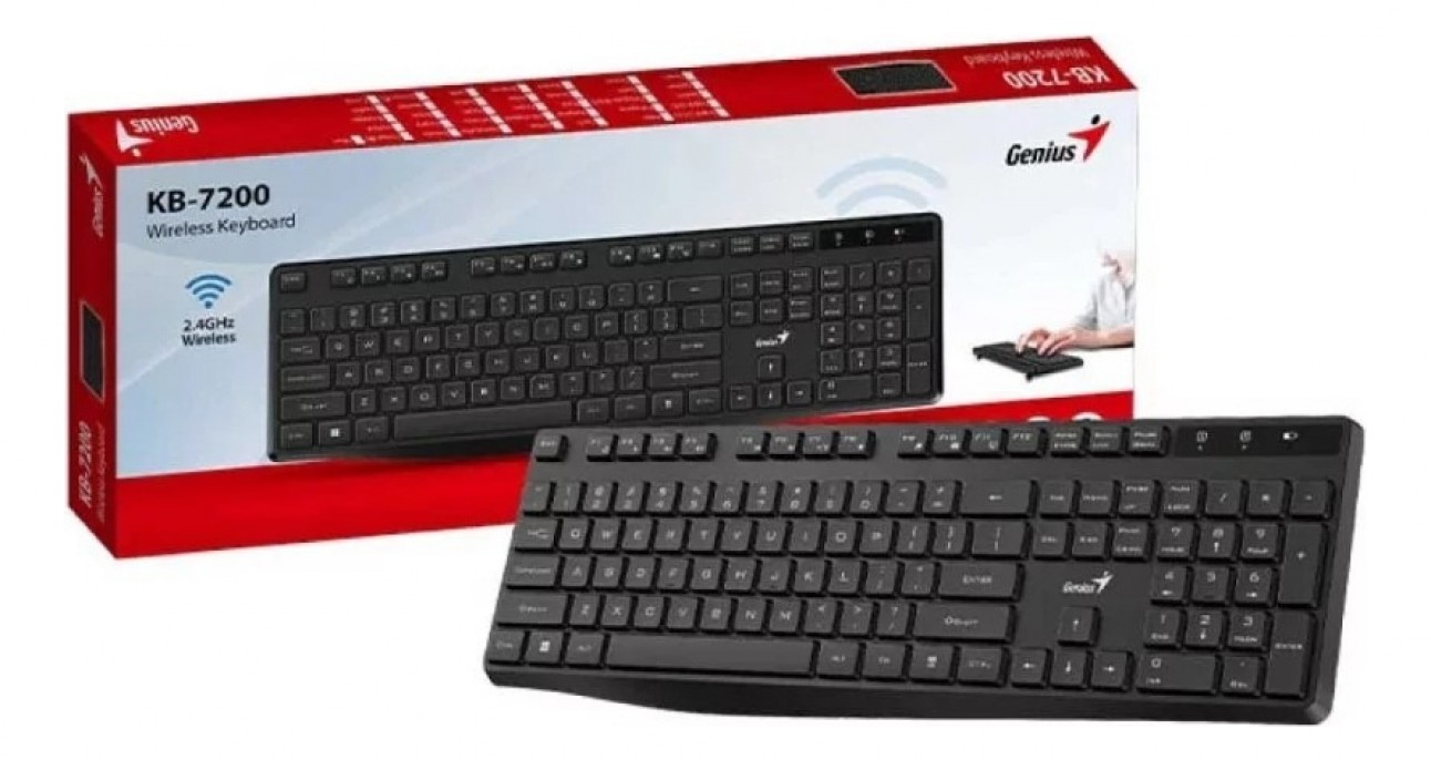 TECLADO GENIUS SLIMSTAR 7200 SP BLACK WIRELESS