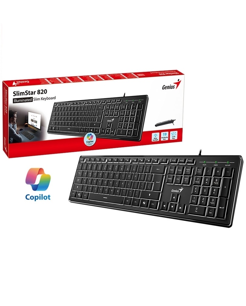 TECLADO GENIUS SLIMSTAR 820 RETROILUMINADO SP BLACK USB TECLADO GENIUS SLIMSTAR 820 RETROILUMINADO SP BLACK USB