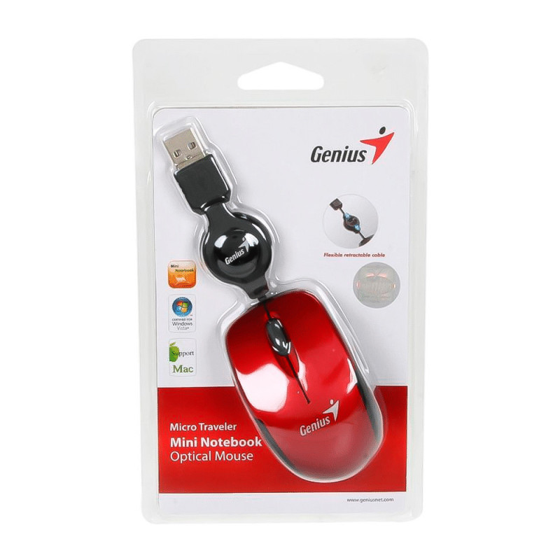MOUSE GENIUS MICROTRAVELER  RUBI  RETRACTIL