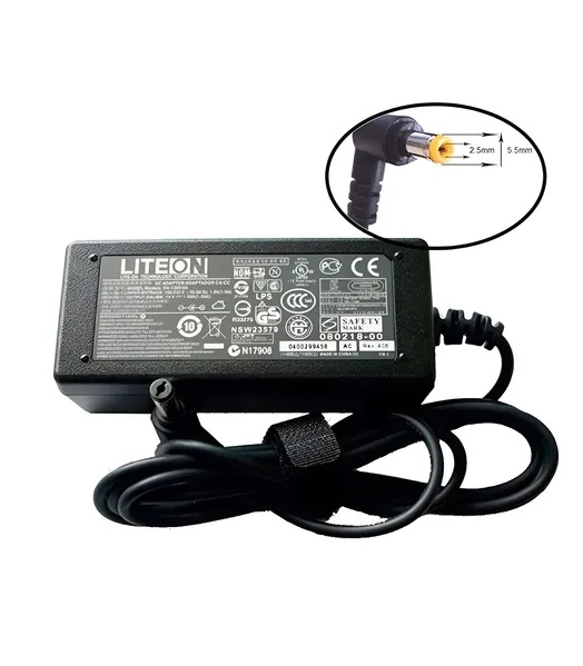 CARGADOR LITEON ACER - 19V 3,42A 5.5�1.7 65W ORIGINAL    PUNTA AMARILLA