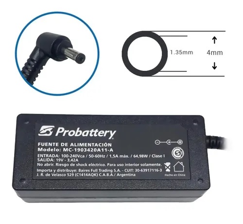 CARGADOR NOTEBOOK PARA ASUS - 19V 3.42A PROBATERY */*