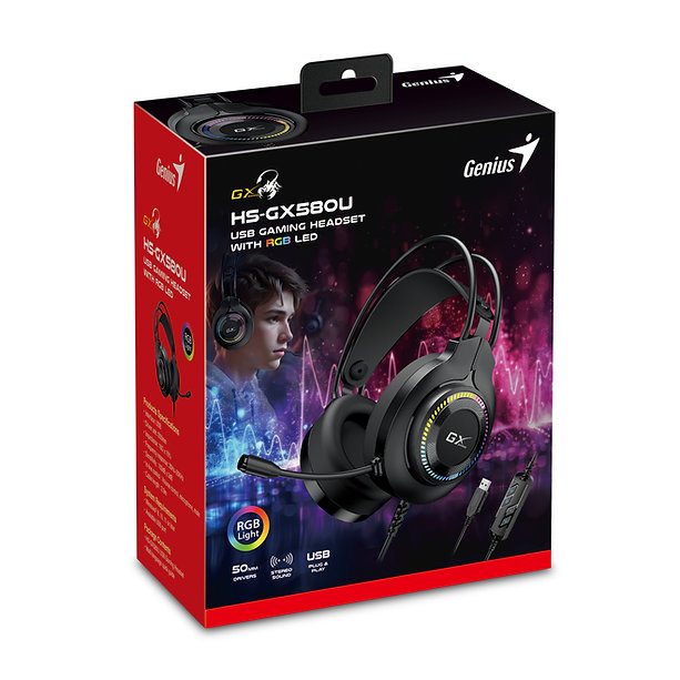 AURICULAR Y MICROFONO  GENIUS  HS-GX580U RGB LED U