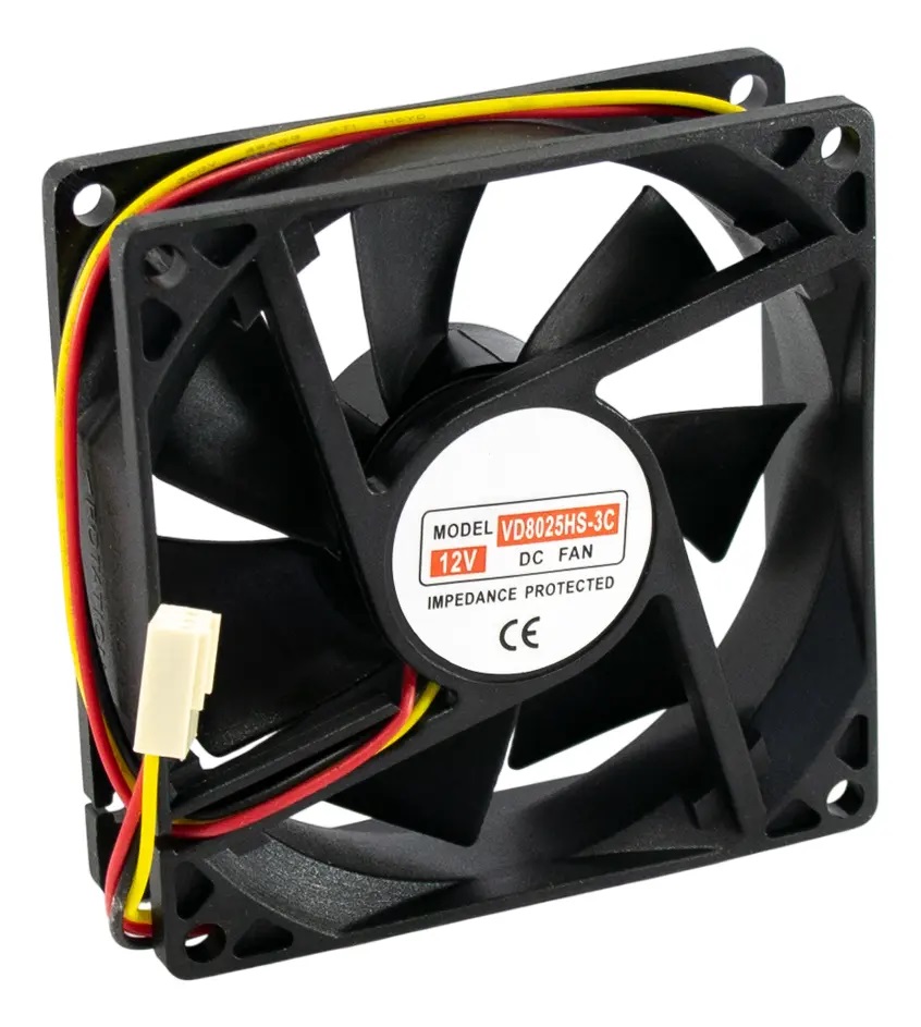 VENTILADOR GABINETE  TURBINA 8x8 12V BUJE A FUENTE FAN